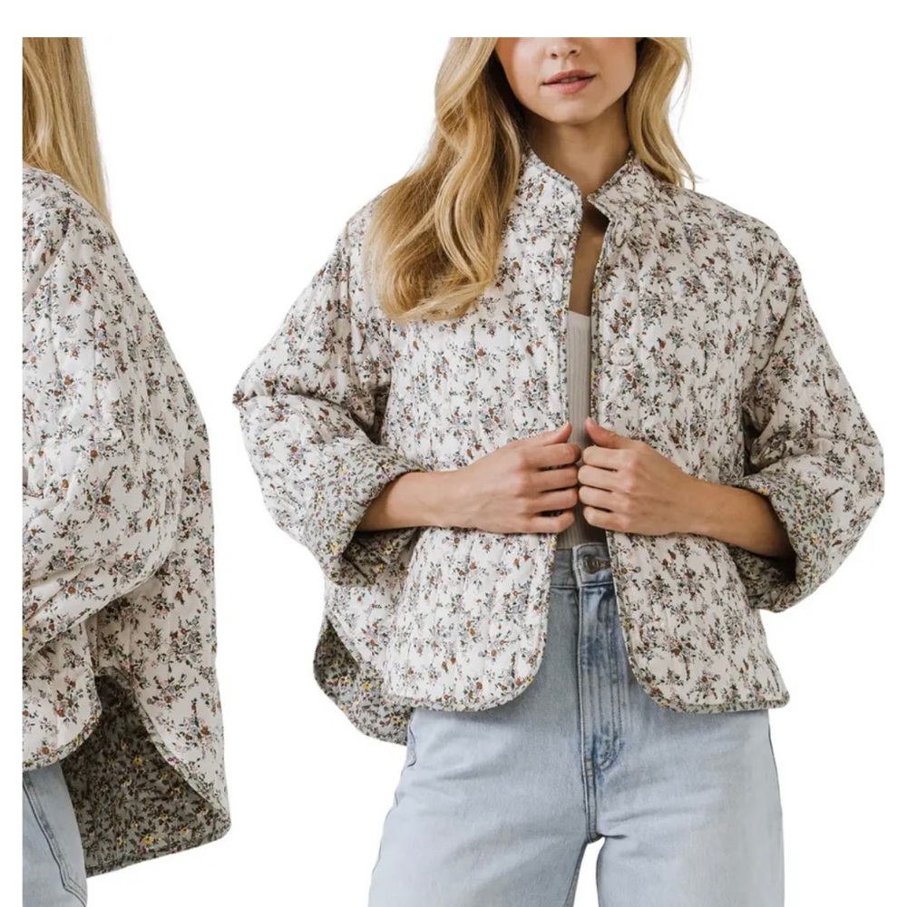 English Factory quilted floral jacket, size Large